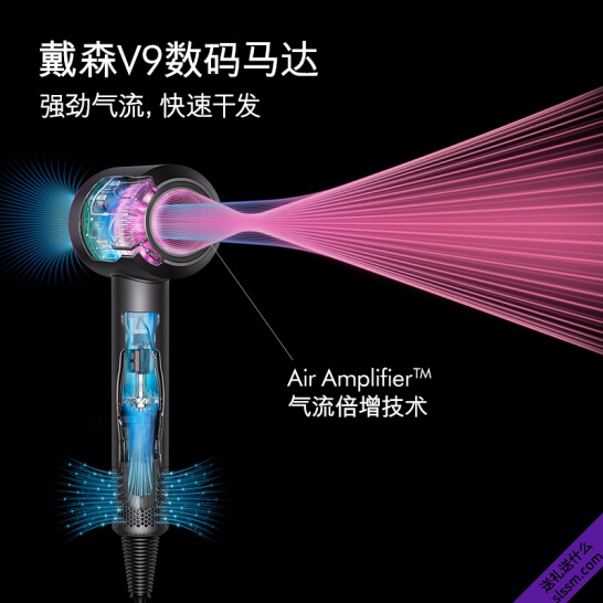 英国戴森(Dyson)新一代吹风机 紫红色 Dyson Supersonic 电吹风 负离子 进口家用 礼物礼盒 HD03